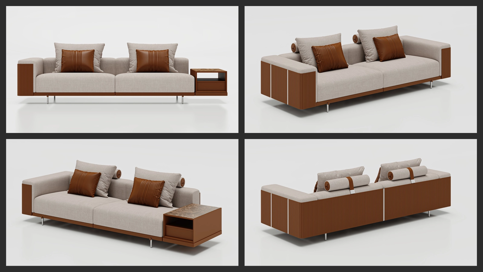 Çağdaş kanepe Vray 3D render görüntüsü