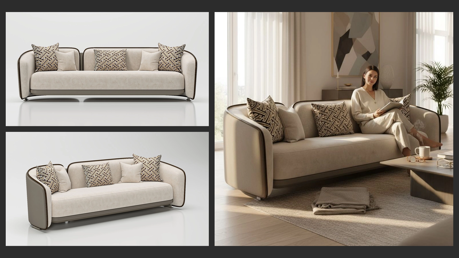 Şık modern koltuk 3D render görüntüsü